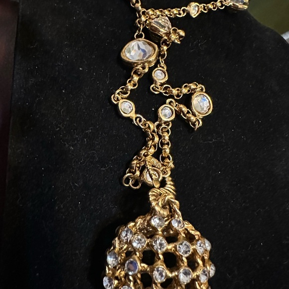 Blanca 36" Gold Tone Necklace with Crystal Ball Pendant Adjustable - Picture 6 of 13